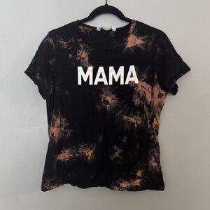 Black and Brown Tie-Dye 'MAMA' T-Shirt